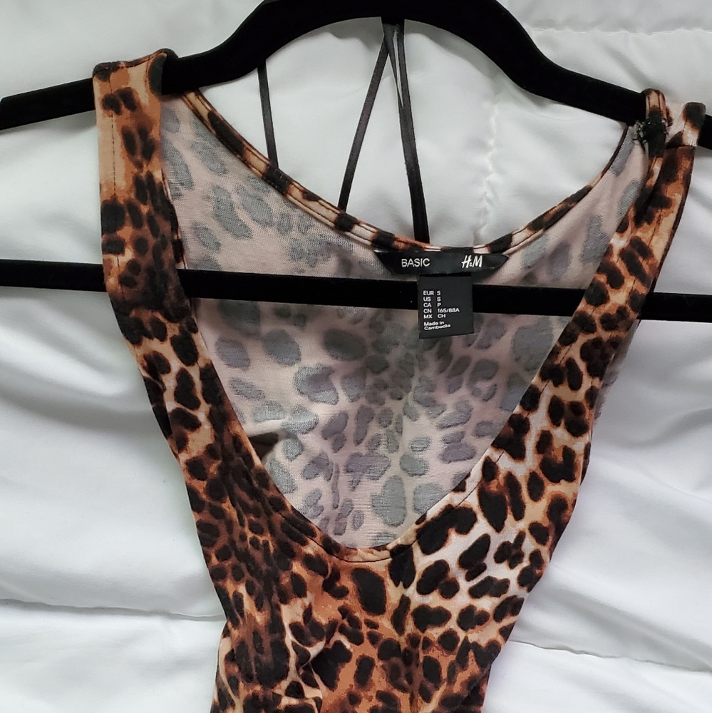 H&M Scoop Neck Leopard Print Midi Dress - US S - Picture 5 of 5